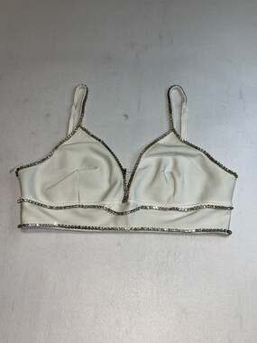 Steps NY White Bandage Rhinestone Trim Bralette Top